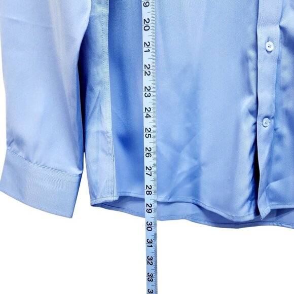 Shield-X Flex Blue Long Sleeve ButtonUp Shirt Silk Size L Design In Italy Mens - Picture 8 of 11